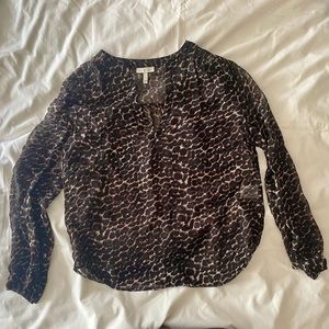 Joie Sheer Silk Leopard Print Top. Size Small